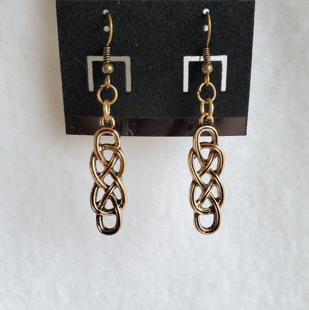 Womens brass knots hook earrings